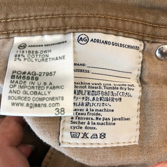 AG Adriano Goldschmied Men's Khaki The Matchbox Slim Straight Jeans size 38 - Picture 4 of 16